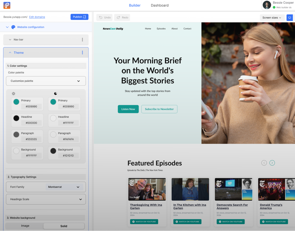 image of YUTAPP dashboard